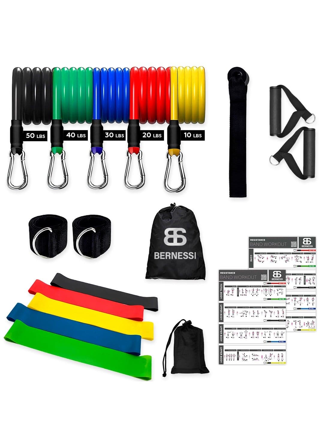 150 LBS Resistance Bands for Workout Kit Men & Women, Exercise Resistance Tubes Set Workout Bands with Door Anchor Handles Legs Ankle Straps for Training Home Shape Body Physical Therap