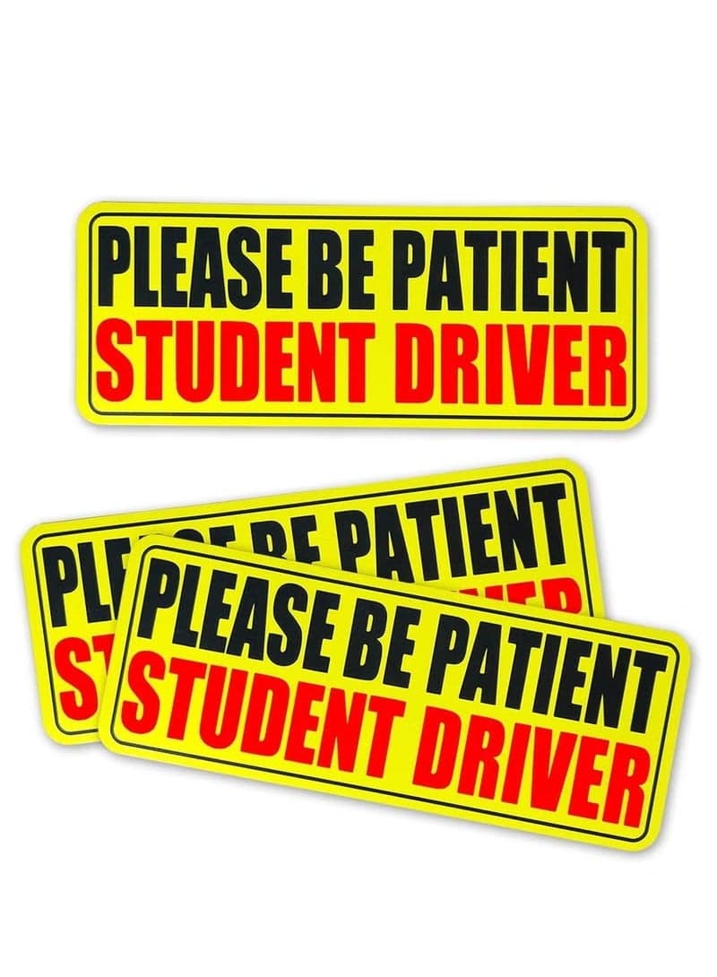3pcs Student Drive Magnet Warning Decals New Drivers Sticker safety tips, Reusable Magnetic Reflective Bumper Sticker Safety Signs, For Rear Window,Waterproof, Easy to Apply & Remove
