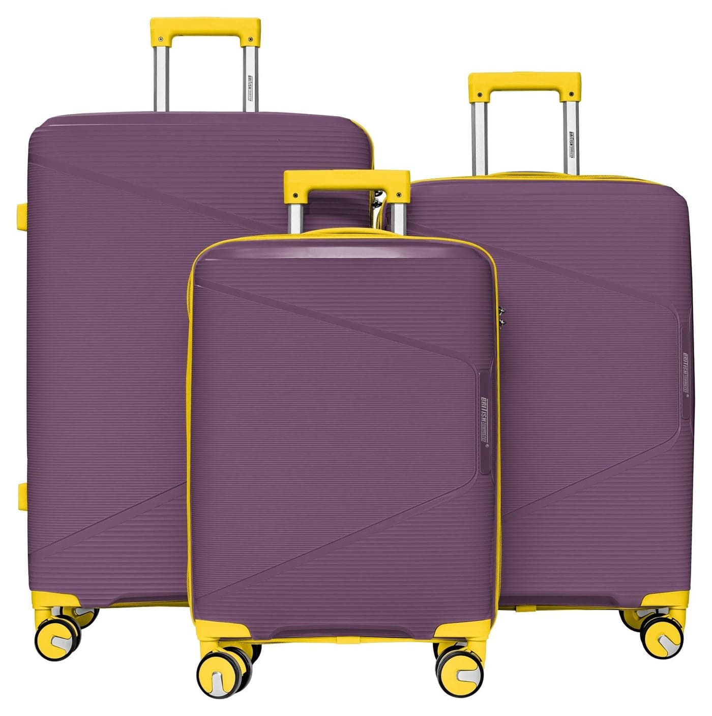 3 Piece Polypropylene Hard side Luggage Set with TSA Lock | Lightweight Spinner Suitcases with 360° Wheels | Durable Trolley Bags for Secure Travel (Small, Medium, Large) – Purple