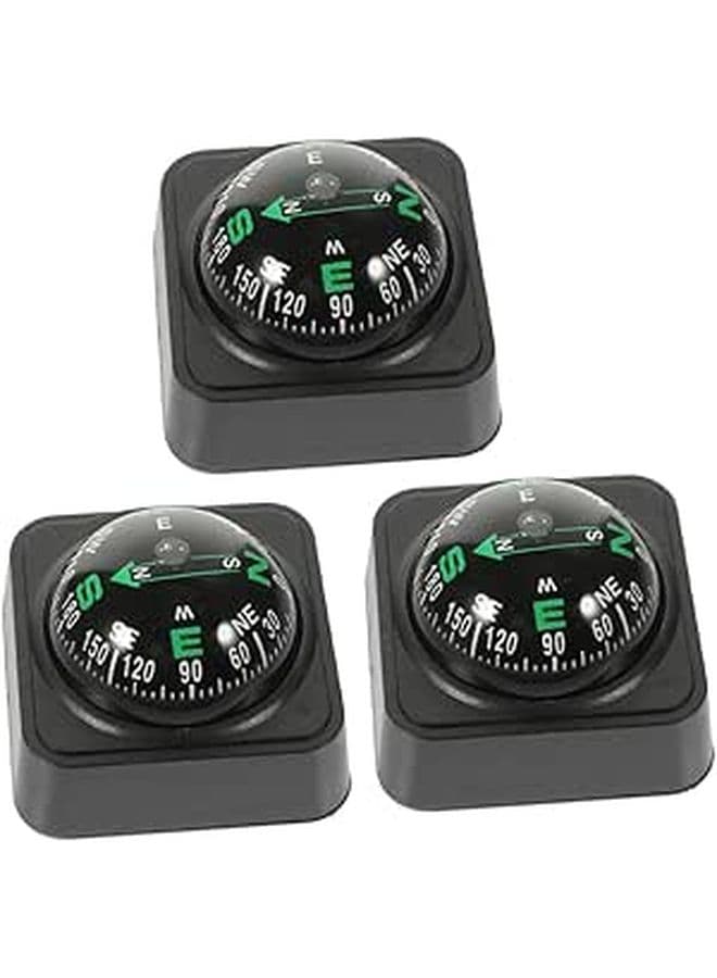 3 Pcs Adjustable Car Dashboard Compass Ball Portable Navigation Tool for Outdoor Automotive Use