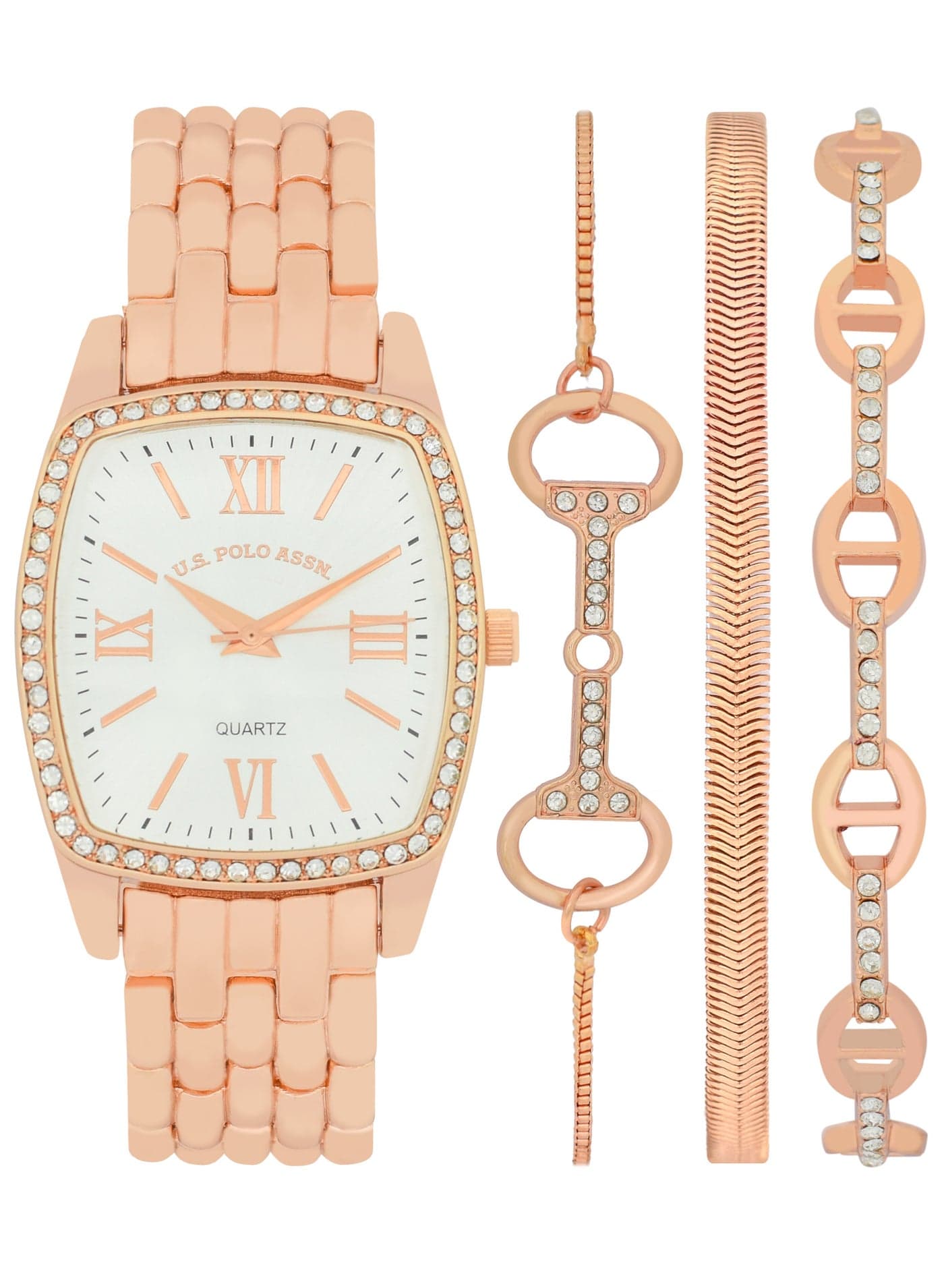 Women's Quartz Watch Analog Display and Rose Gold Plated Set watch