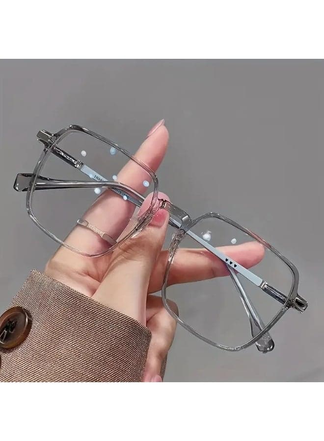 Super Large High-End Black Frame Glasses – Minimalist Makeup Style, Flat Lenses with Blue Light Protection, Ideal for Small Faces, Fashionable Eyewear (Includes Eyeglass Case), Blue Light Blocking Glasses, Eyeglasses