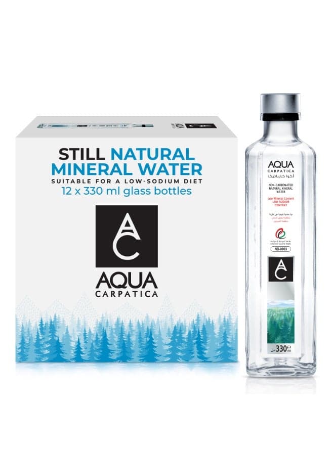 Aqua Carpatica Still Natural Mineral Water 330ml Glass Bottle Pack of 12 | Premium Mineral Drinking Water
