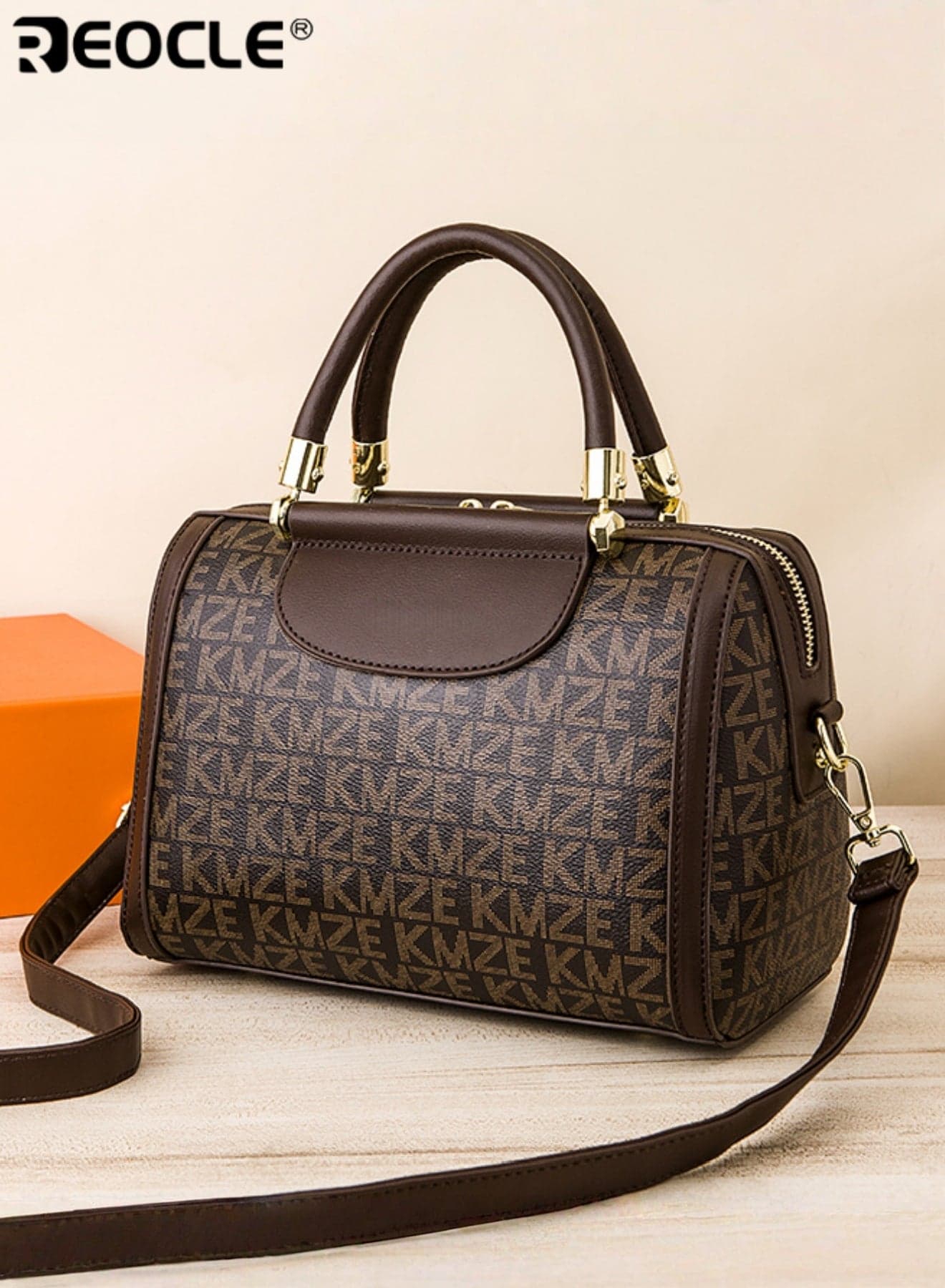 Women's Patterned Structured Handbag with Dual Carry Straps & Metal Hardware Stylish Medium-Size Bag for Daily Use & Casual Occasions