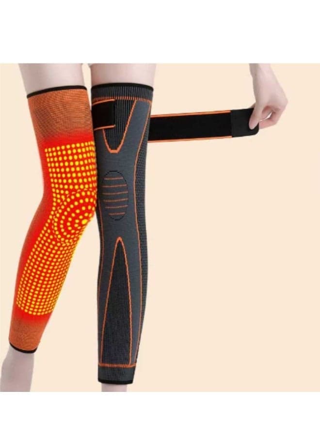 Leg Compression Sleeve Full Leg 2 Pack Long Self-Heating Knee Brace for Men Women Knee Support Protector for Running Weightlifting Workout and other Sport