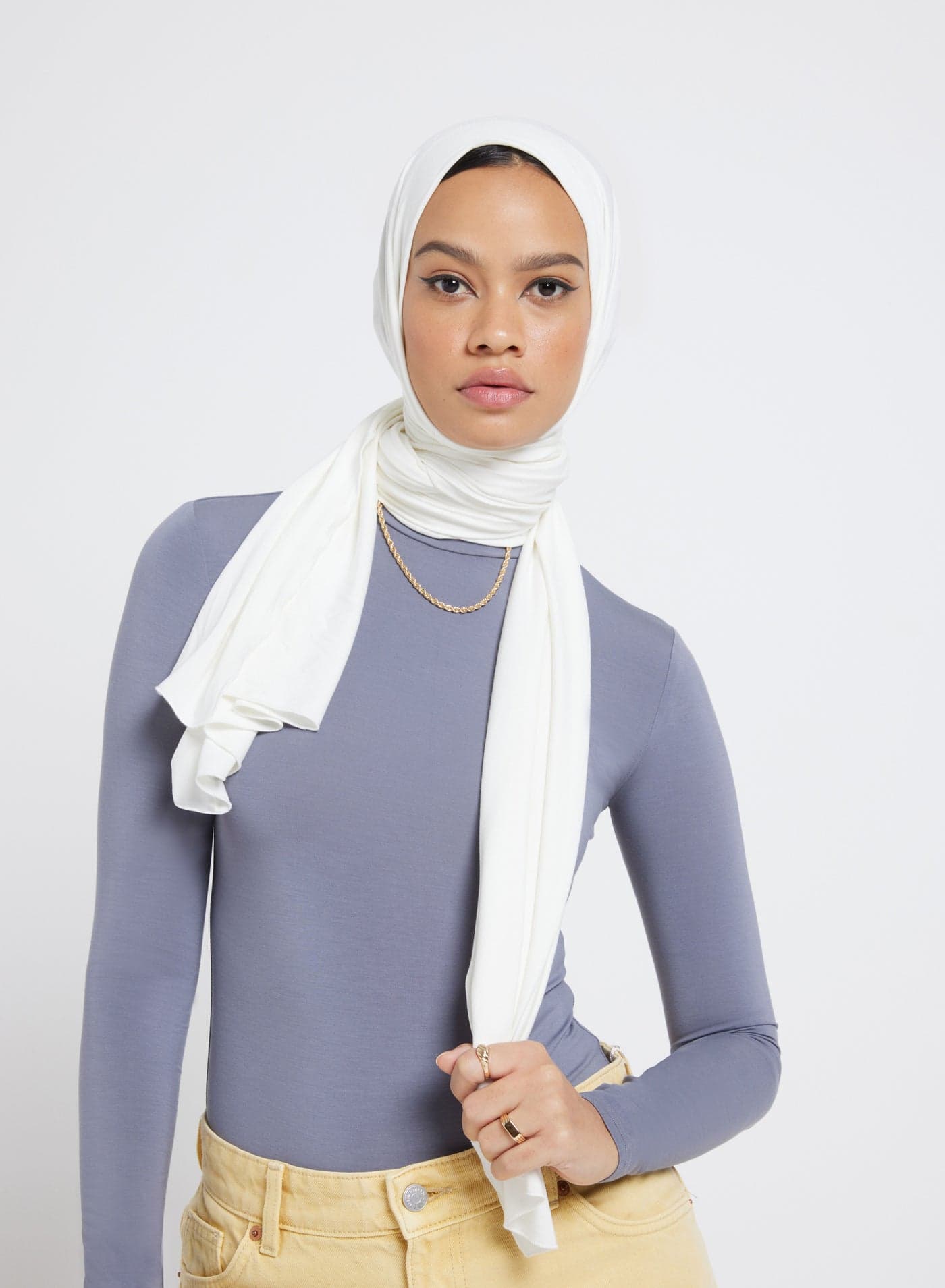 Organic Bamboo Jersey Hijab - Ivory white
