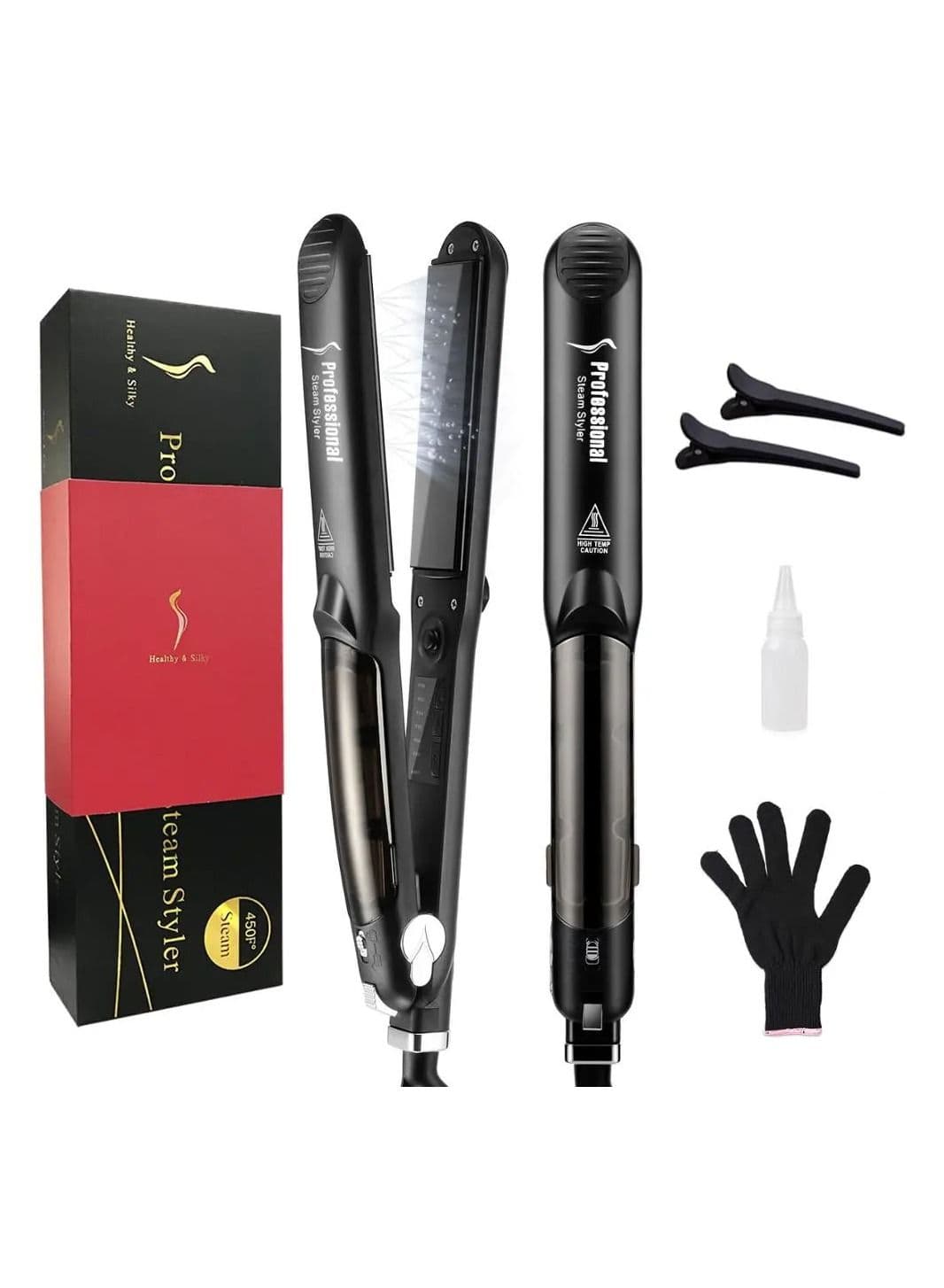 Professional 450F Ceramic Vapor Steam Hair Straightener With Argan Oil Infusion Steam Flat Iron Ceramic Vapor Fast Heating Iron