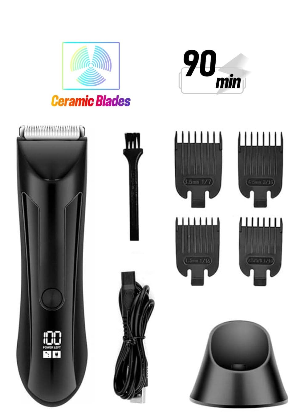 Body Hair Trimmer and Electric Shaver - Waterproof Groin Hair Trimmer for Men Ball Shaver USB Charging Dock Replaceable Ceramic Blade, Groomer Kit for Men