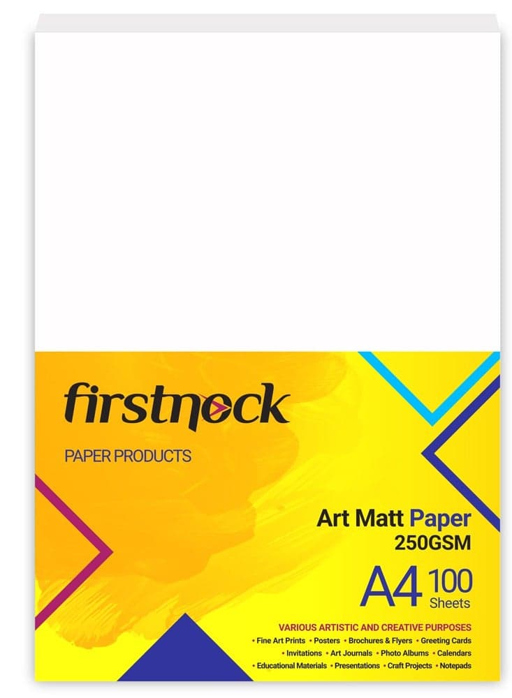 A4 Art Matt White Cardstock Paper 250GSM 100 Sheets Card Stock for Brochures, Flyers, Art Prints, Educational Materials, Invitations, Menus, DIY Projects Card Paper Blank White Cards