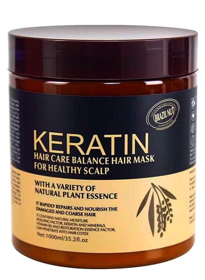 Hair Mask Keratin 1000ml Brazil Nut , Repairs and Nourish Damaged and Coarse Hair Natural Moisturizer Hydrating Smoothing Shining Strengthening Keratin Hair Mask Brazil Nut