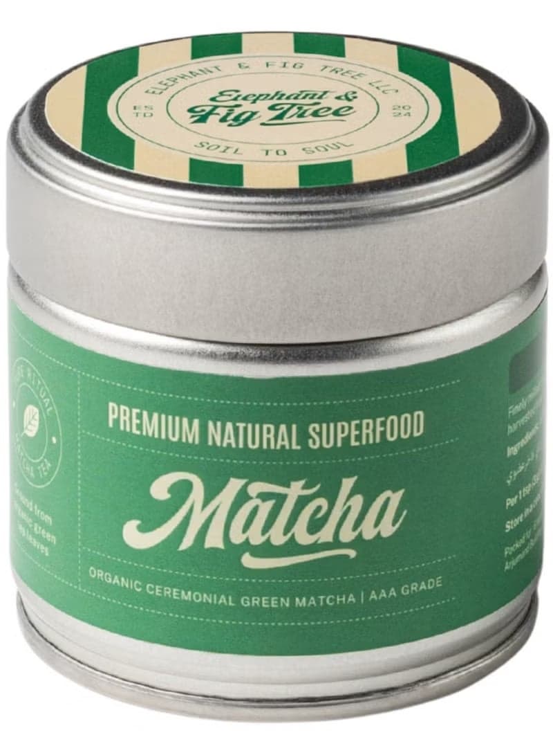 Elephant & Fig Tree Organic Ceremonial Grade Matcha Green Tea Powder 30g | Japanese Premium Natural Superfood | Rich in Antioxidants | Natural Energy Boost | Perfect for Matcha Lattes, Smoothies, Tea, Baking & Desserts | Vegan & Gluten Free