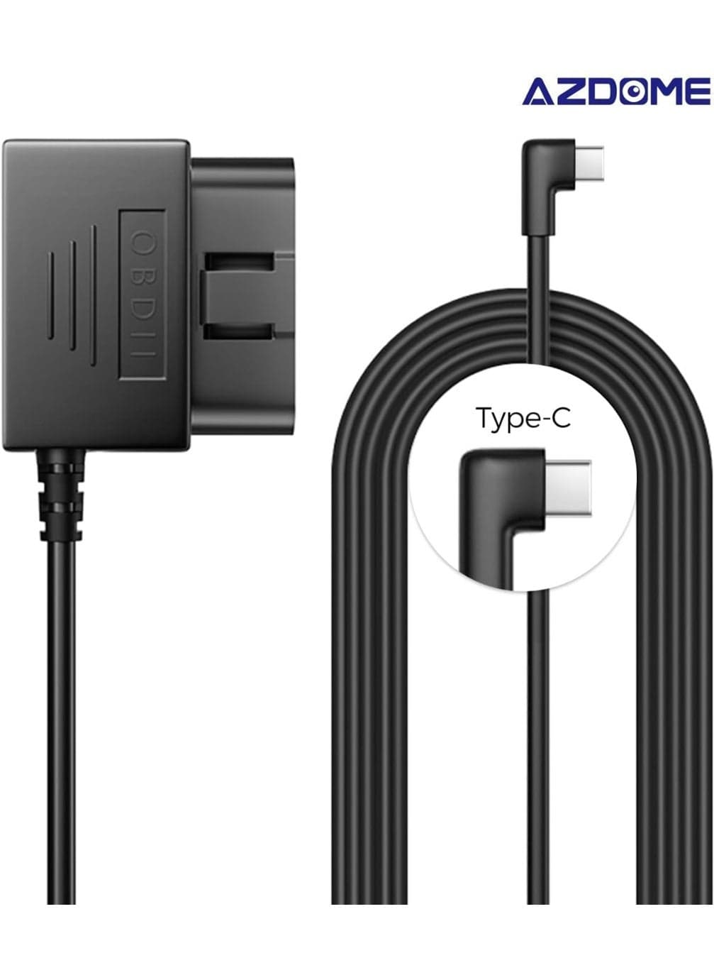 Type C Port OBD Hardwire Kit for Dash Cam, Easy to Install, Support Parking Mode, 11FT 12V-24V to 5V Power Cable for Car Camera with Type C Port, Low Voltage Protection