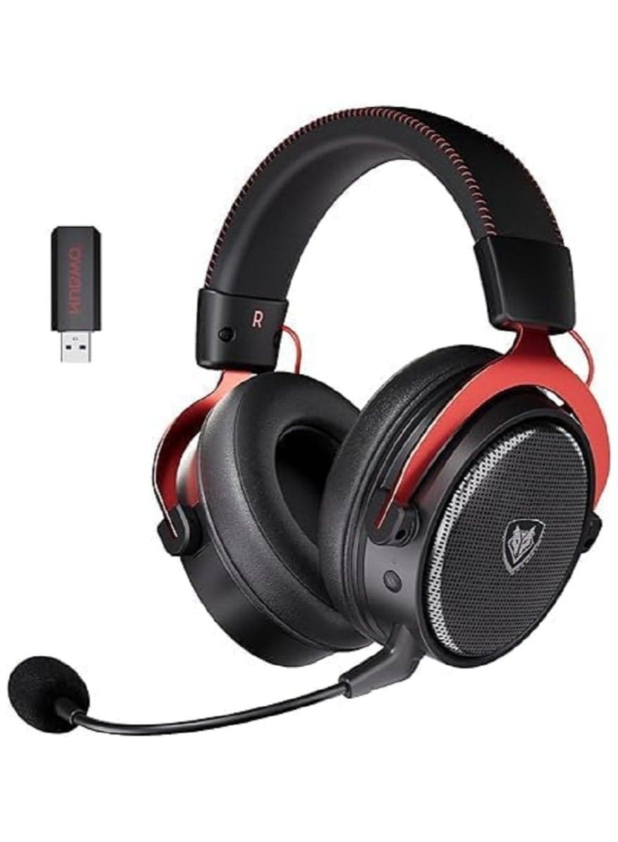 G07 Gaming Headset,Wireless Gaming Headphones with Mic,2.4GHz & Bluetooth 5.3 Technology with Noise-Canceling Microphone, for PS5, PS4, PC,Ergonomic Design,Black/Red
