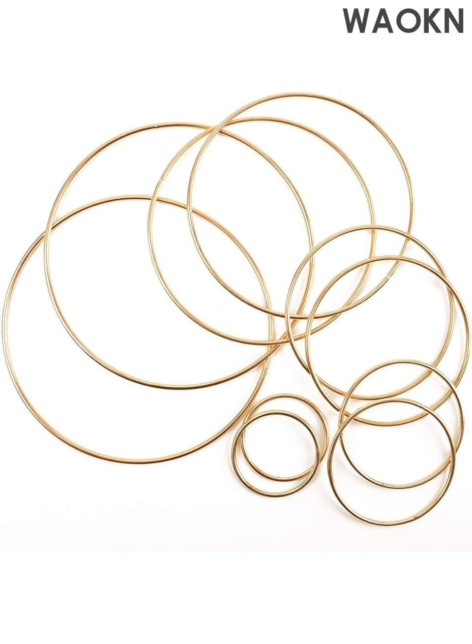 Dream Catcher Rings, 10PCS Wreath Macrame Rings Gold Metal Floral Hoops for Making Wedding Wreath Decor Wall Hanging Crafts, 5 Sizes(2" x2, 3" x2, 4" x2, 5" x2, 6" x2)