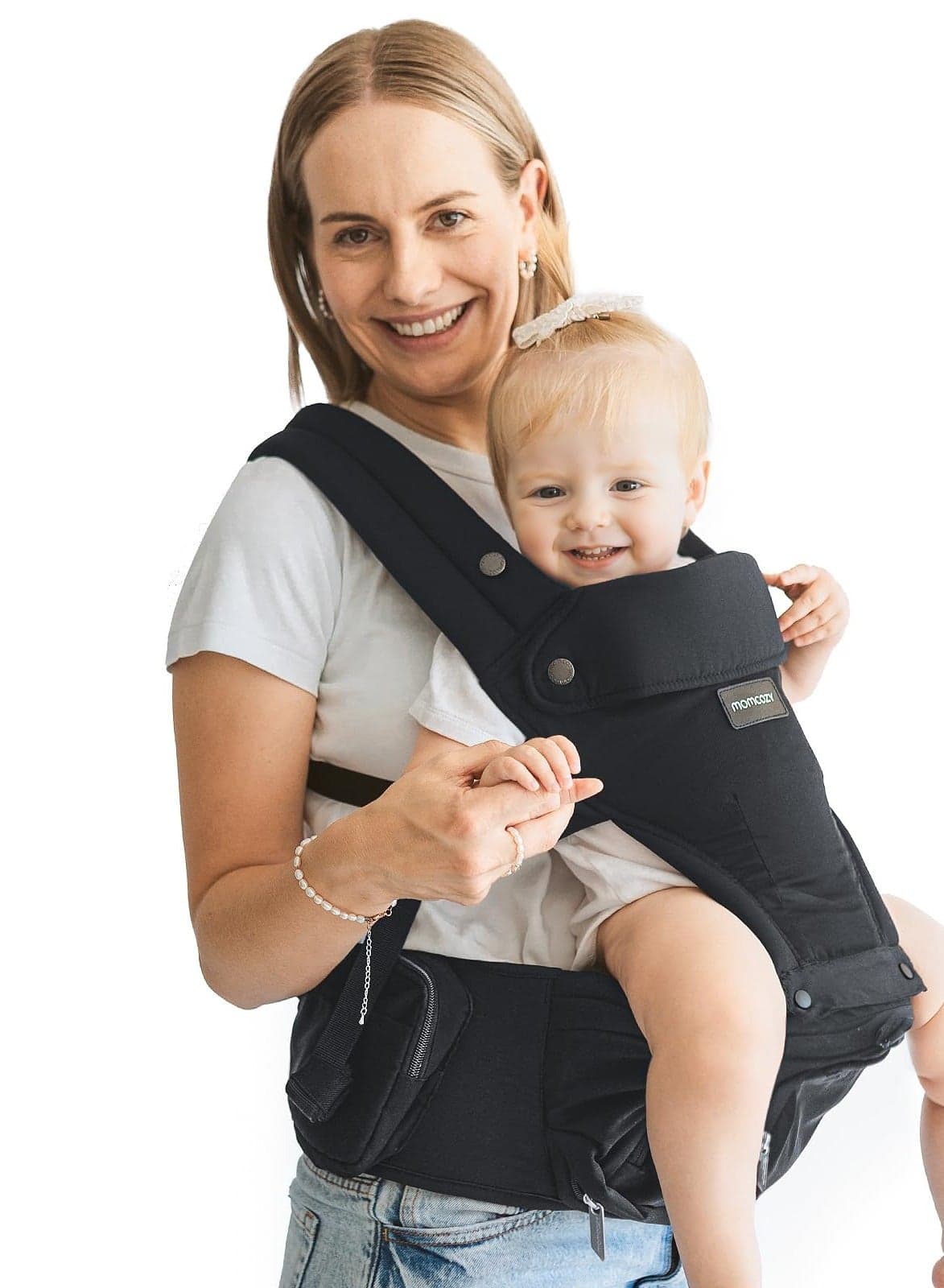 Baby Carrier with Hip Seat, 2-in-1 Forward-Facing Carry for Active Babies, Detachable Hands-Free Infant Carrier up to 44lbs, All Seasons Toddler Carrier Fits Waist Sizes up to 47 Inches