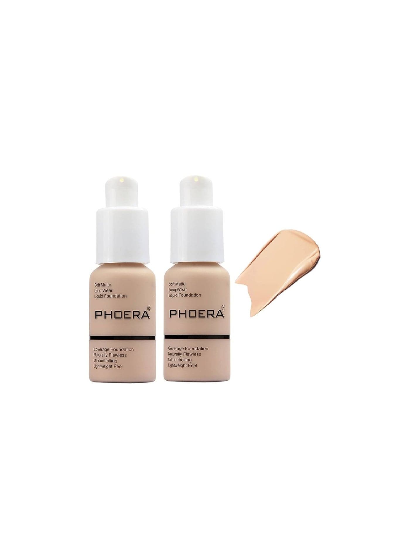 2 Pack Flawless Soft Liquid Matte Foundation Durable Waterproof Oil Control Concealer 102 Nude