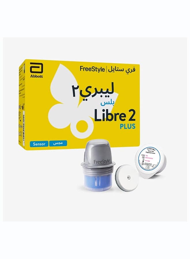 FreeStyle Libre 2 Plus Continuous Glucose Monitor | 15 Day Needle-Free Smart CGM Sensor | Smartphone Compatible