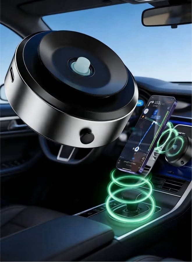 Smart Magnetic Vacuum Phone Holder – Electric Suction Car Mount for Mirrors, Tiles, Glass & Dashboard – Strong Magnetic Grip, 360° Rotation Adjustable Mount – Universal Mobile Stand, Anti Slip, Stable Hands Free Driving Holder – Black Premium Design Safe Grip Heavy Duty Use