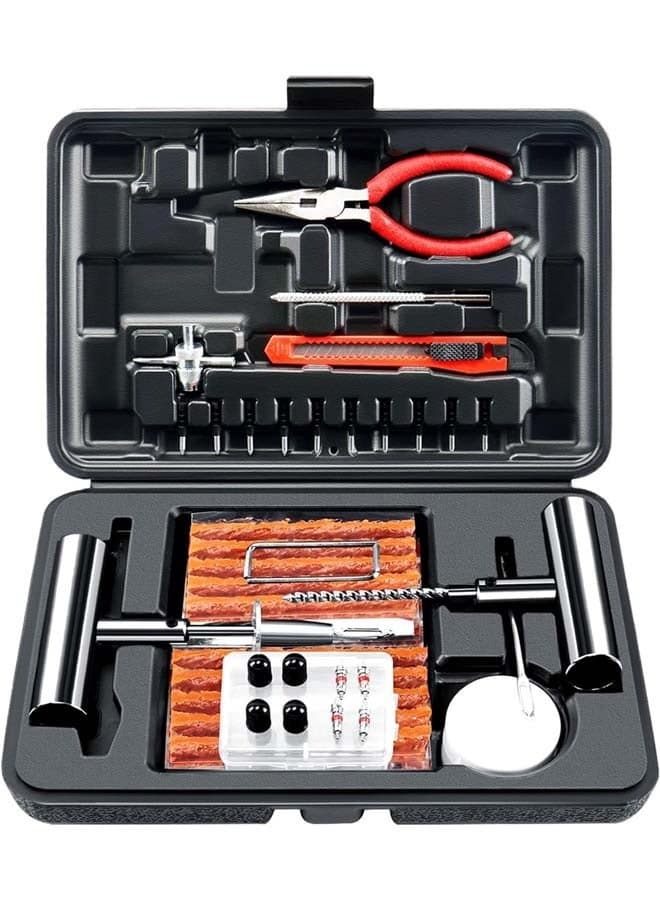 70PCS Tire Repair Kit,Professional Heavy Duty Tire Plug Kit,Tire Patch Kit for Fix a Flat,Tubeless Tire Puncture Change Tool Kit for Car,Motorcycle,Truck,ATV,RV,SUV
