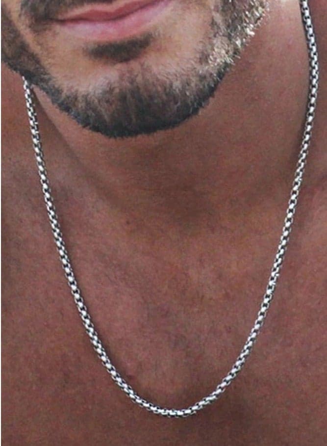 Stainless Steel Chain Necklace For Mens/Boys | Non-Tarnish Silver Tone Rope Chain for Everyday Fashion | Eid Gifts, Jewelry Gift (2.5mm, 65cm)