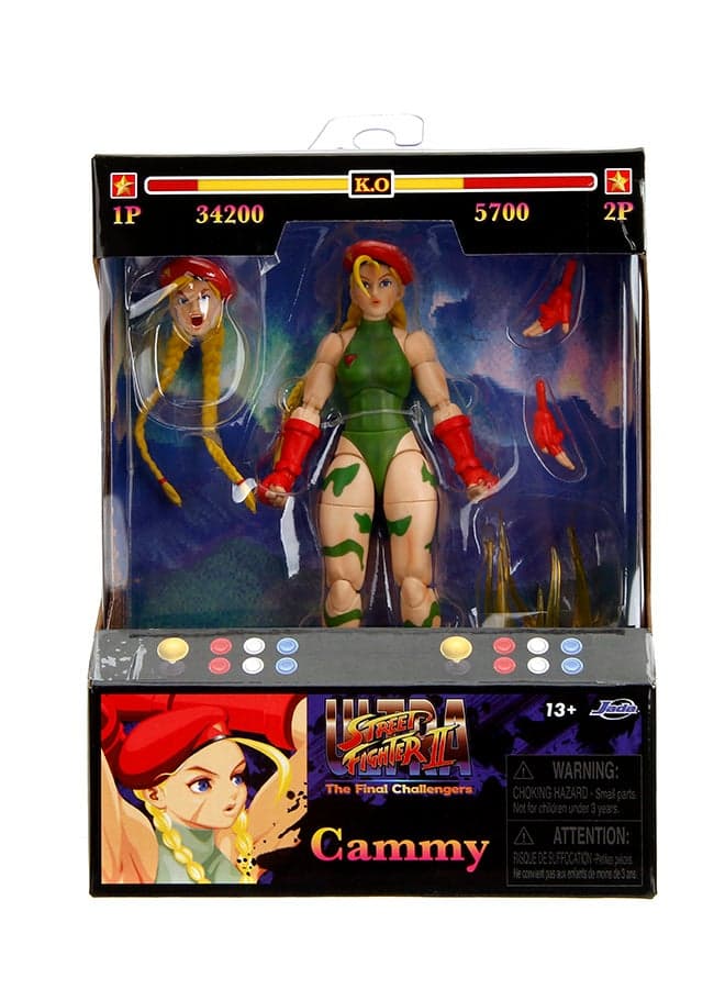 Jada STREET FIGHTER CAMMY 6 inch deluxe articulated collector figure with interchangeable hands and head, accessories and 20 articulated points