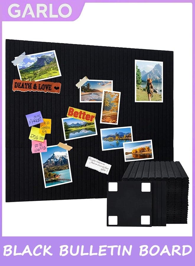 Large Cork Board for Wall 120 * 90 CM, Black Bulletin Board, Pin Board, Vision Board, Felt Wall Tiles, Cork Boards for Office Tack Board Cork Boards, 12 Pack