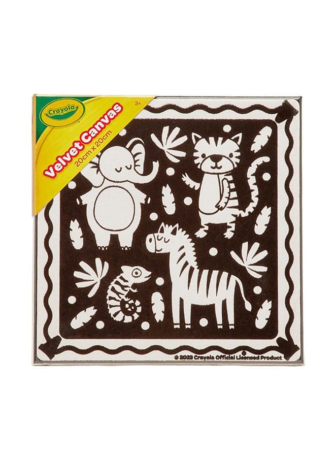 Velvet CYO Canvas 20x20cm Jungle | The canvas comes pre-printed with engaging jungle-themed illustrations, providing a starting point for artistic exploration and storytelling | Ages 3+