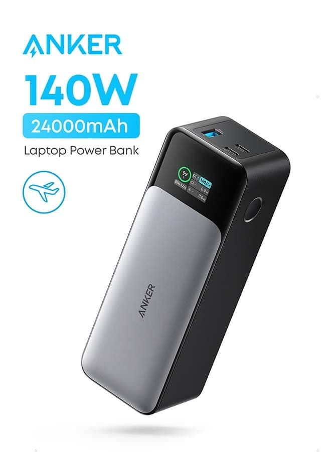 737 Power Bank (PowerCore 24K), 24,000mAh 3-Port Portable Charger with 140W Output, Smart Digital Display, Compatible with MacBook Pro/ Air, iPhone 17/16 Series, Samsung, Huaiwei, Dell Black