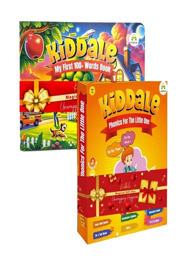 Kiddale 2-in-1 Learning Pack - Phonics Sound Book & Non-Sound Vocabulary Builder for Early Learners