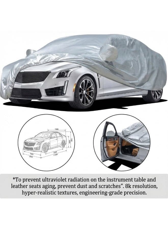 Car sunshade cover, all-weather car cover, windproof, sandproof, rainproof, and UV-resistant, suitable for sedans.