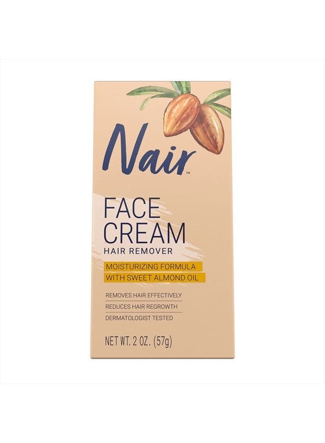 Hair Remover Moisturizing Face Cream, with Sweet Almond Oil, 2OZ