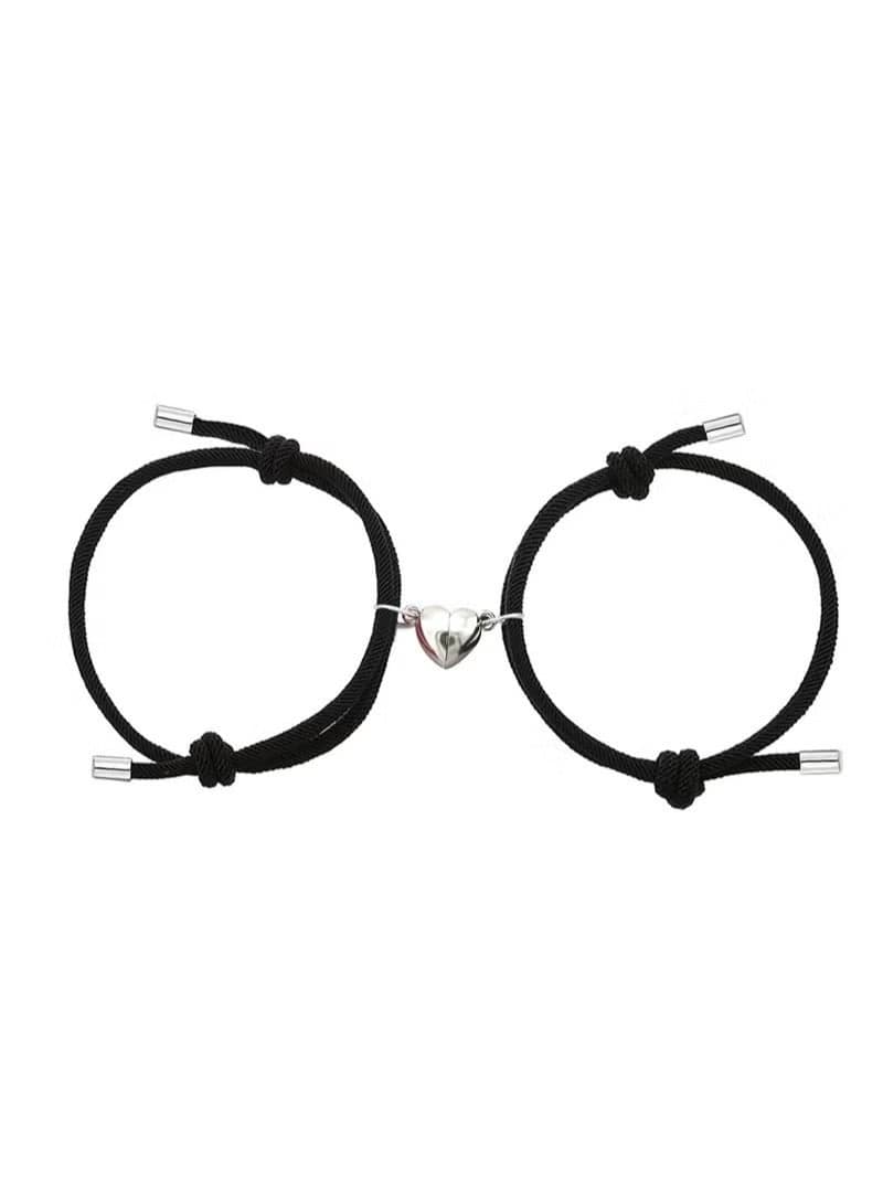 2pcs Magnetic Couple Bracelets for Women Men, Love Heart Shape Attraction Matching Bracelet Lover Gifts for Boyfriend Girlfriend Best Friend Handmade Rope Jewelry Bracelet Love Gift Chain