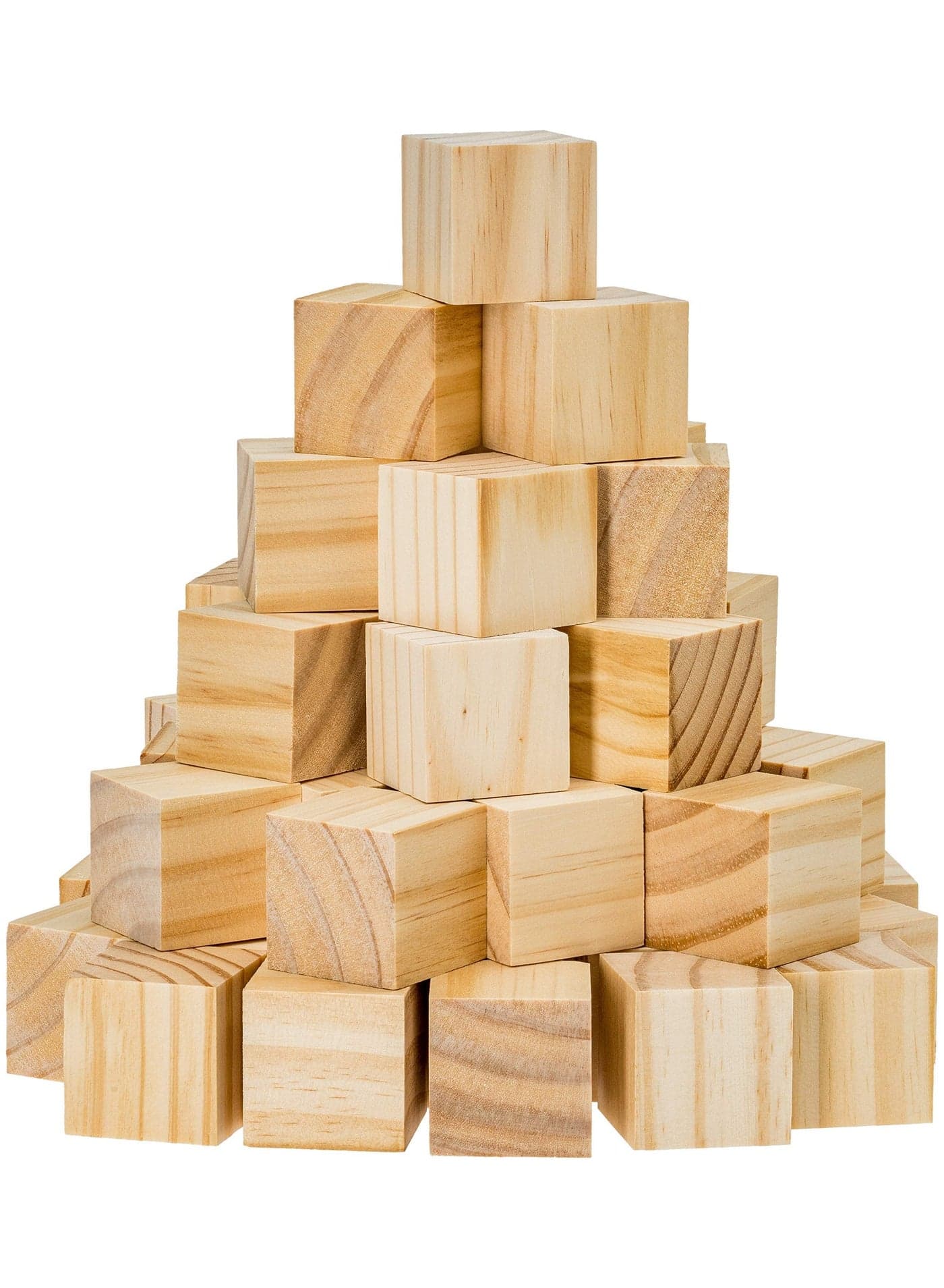 50pcs 2.5cm Wooden Cubes, Solid Wooden Blocks, Blank Wood Square Blocks, Puzzle Making Premium Natural Solid Wood Wooden Block Set for Painting Decorating Crafting DIY Projects