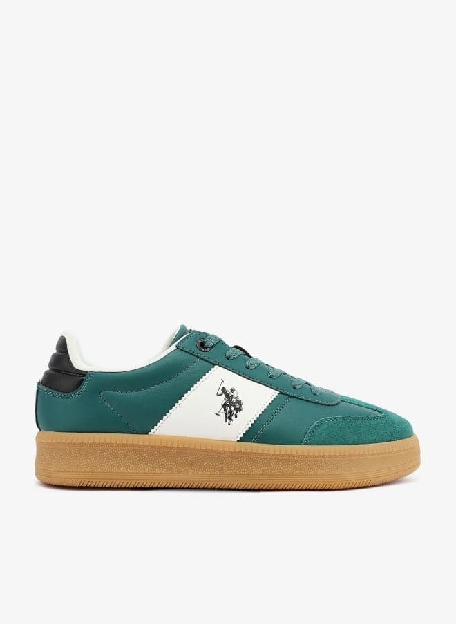 Men's Green Low-Top Sneakers - Bold Stripped Design Shoes for that Unique Look