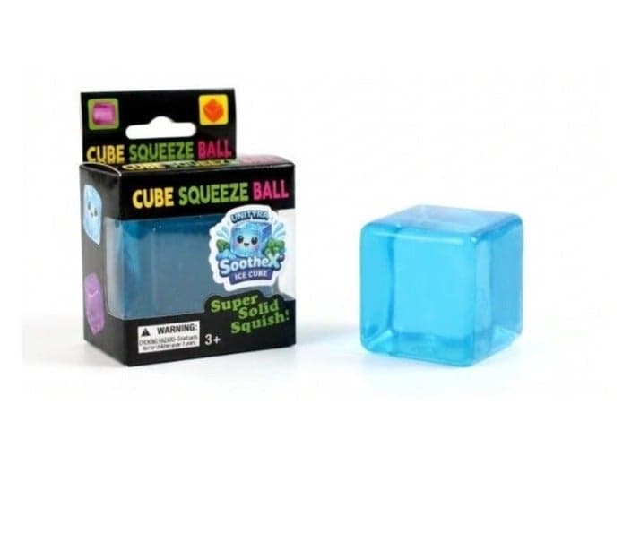 UNITYRA SootheX™ Ice Cube Sensory Stress Relief Toy – Super Solid Squishy Cube for Kids & Adults, ADHD Autism Anxiety Relief Fidget Toy, Focus & Calm Sensory Squeeze Ball, Desk Stress Toy (Blue)