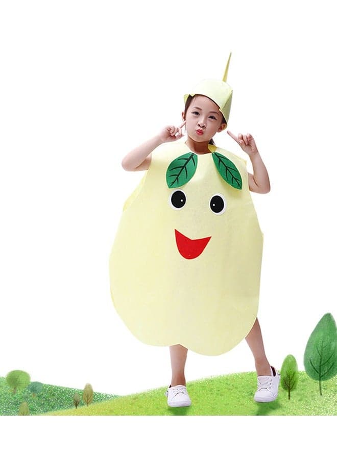 Kids Fruits Vegetables and Nature costumes Suits outfits Fancy Dress Party Boys and Girls Costume Suit with Hat (Pear)