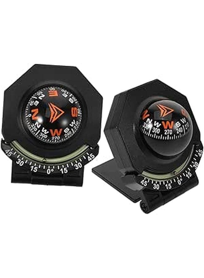 2Pcs Car Dashboard Compass with Inclinometer High Precision Vehicle Navigation Tool