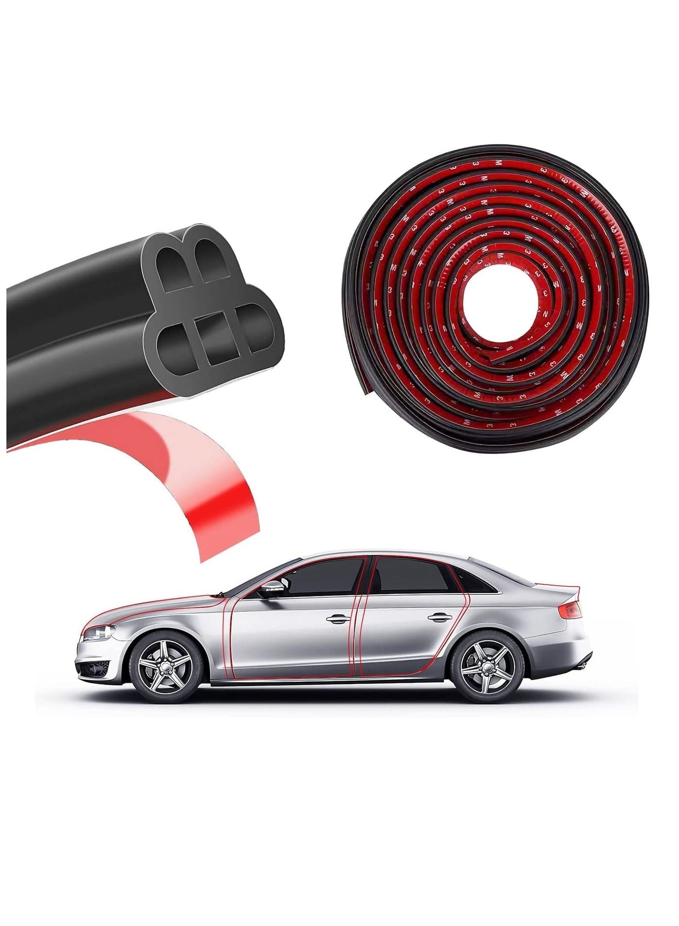 10 M Car Door Seal Strip Car Door Rubber Seal Strip Universal Car Door Rubber Seal Strip Double Layer 5-Hole Rubber Seal Cover Automotive Weatherstrip fits Pickups Truck Auto Car