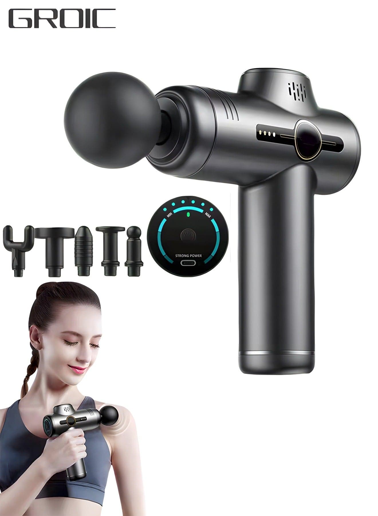 Muscle Massage Gun Percussion Massager Gun Deep Tissue with 6 Heads Muscle Massager for Office Gym Home Post Workout Recovery Massage Gun