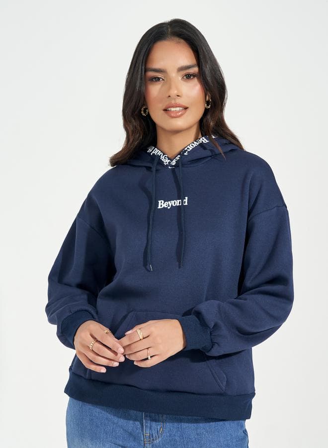 Regular Fit Slogan Print Hoodie