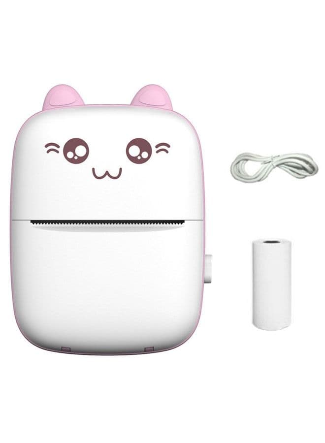 Multifunctional Mini Portable Thermal Printer with 1 Roll Paper Pink/White