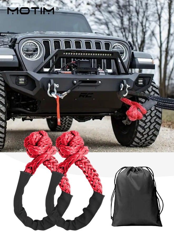 Synthetic Rope Soft Shackles 20 Ton, 1/2" X 22 Inch Soft Shackle Recovery Rope, 44,092 LBS Breaking Strength with Protective Sleeves for Sailing SUV Off Road Towing ATV Recovery, Red
