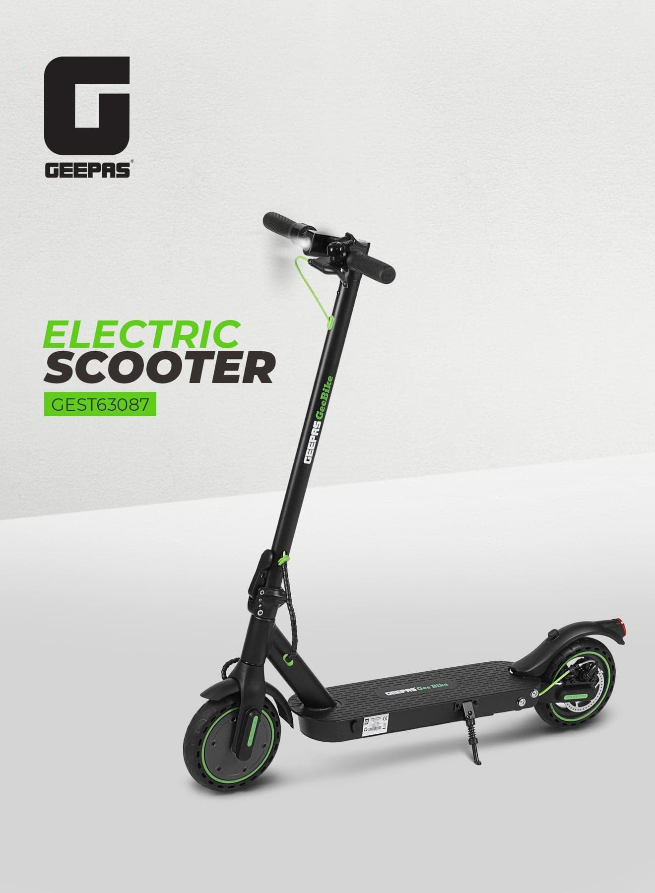 Electric Scooter with Suspension Digital LED Display | 8.5" Wheel 30 Km/h , Brake Lights, Rear Suspension| Adjustable Speed, Powerful Performance | GEST63087 Black
