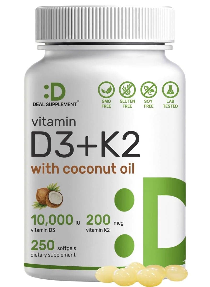 Vitamin D3 + k2 with Coconut Oil, 250 Softgels
