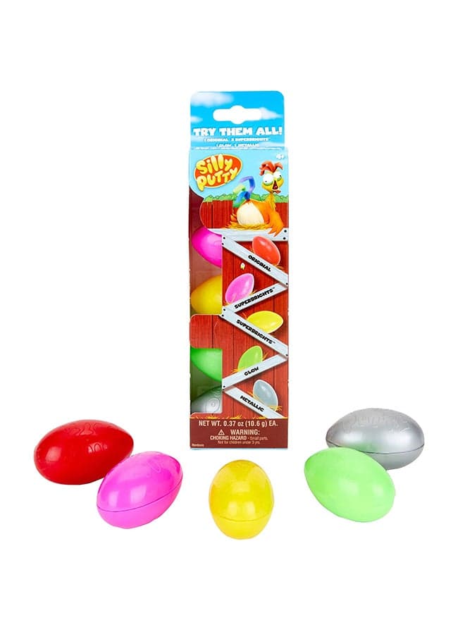 – Silly Putty Assorted 5 pack | Compact size of the egg makes it easy to take on the go, perfect for travel or playdates. | Non-Toxic and Safe | Suitable ages 4+