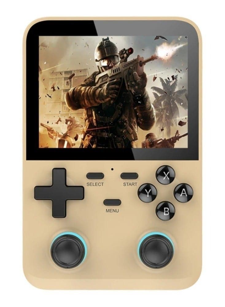 D007 Handheld Game Console | Linux Retro Gaming System | Dual 3D Joystick Portable Game Player | 128GB Built-in Memory | Classic Arcade Emulator Device | Portable Gaming Console – Yellow