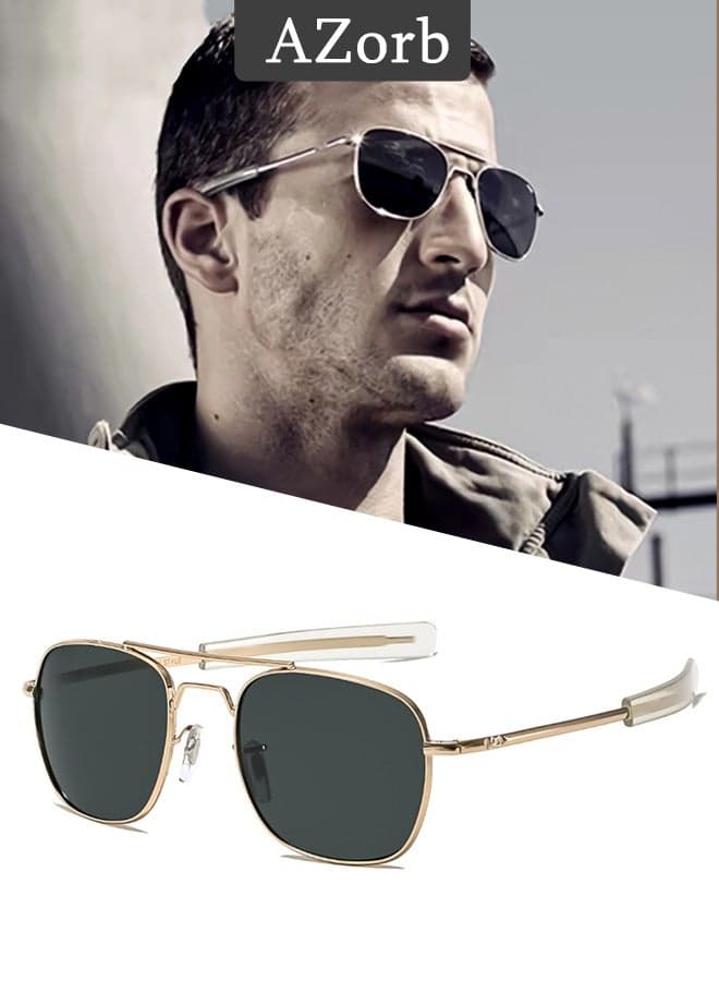 Aviator Sunglasses Men Women Polarized 100% Real Glass Lens Sun Glasses for UV400 Protection Men's Eye Sunglasses Gold