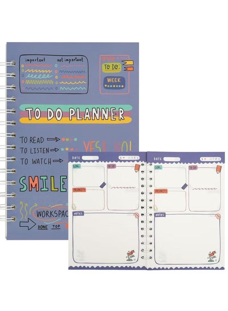Daily Planner, To Do List Notebook for Work with 64 Sheets, Hourly Schedule for Tasks, Spiral Hardcover, Academic Calendar