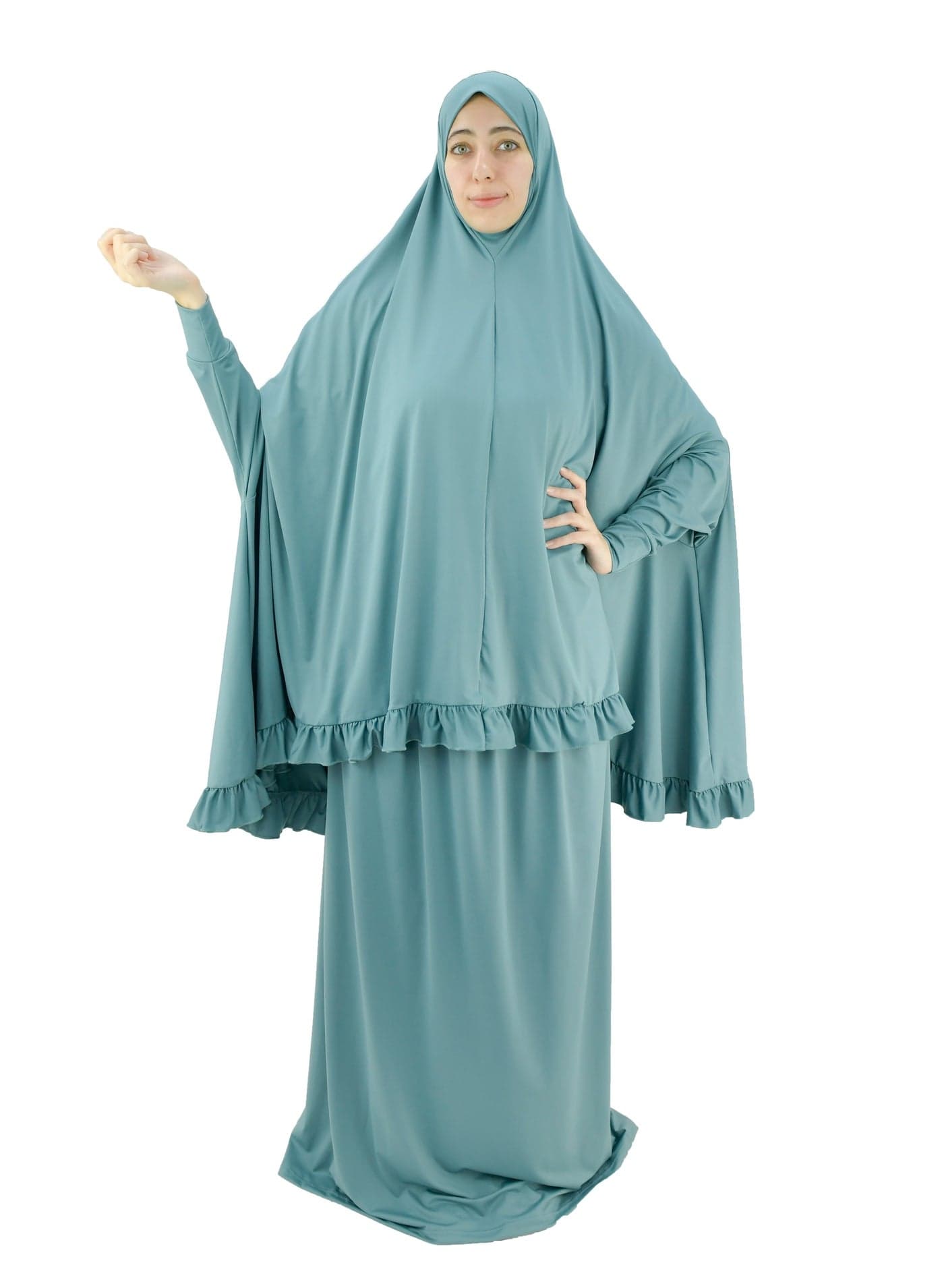 Two Piece Islamic prayer dress women with sleeve - Prayer Clothes for Women - Prayer Abaya For women - Jilbab 2 piece, Umrah essentials for women - Prayer set