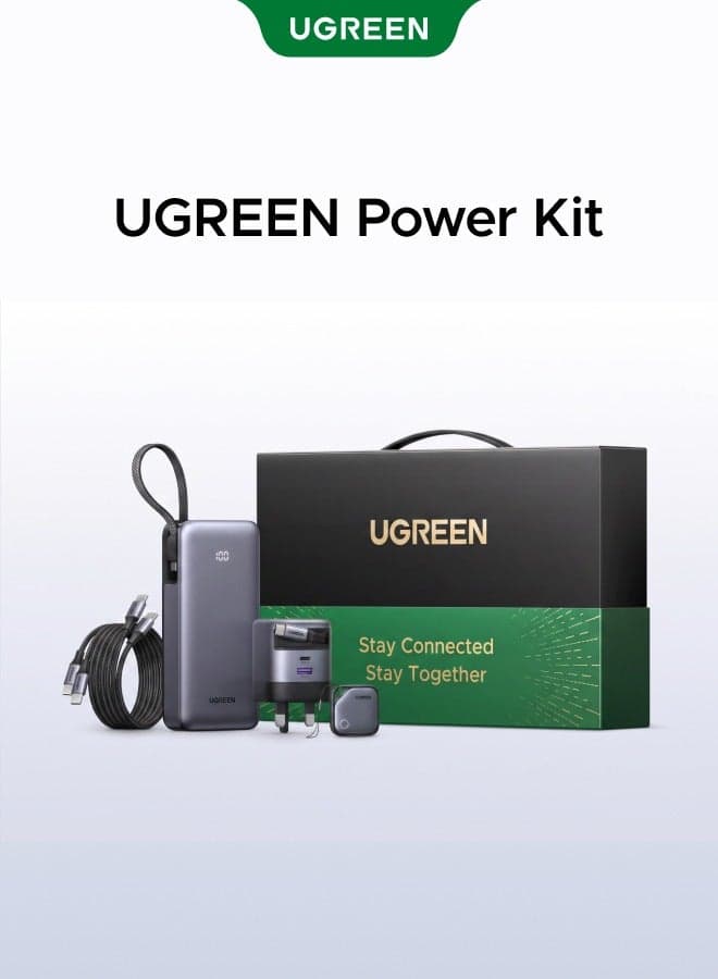 Power Kit Gift Box bundle Includes 20000mAh Power Bank, 45W USB C Charger, 2Packs Type C Cable, FineTrack Smart Finder, Charging Set for iPad/Phone/Samsung ect, Perfect for Home, Business,Travel Black